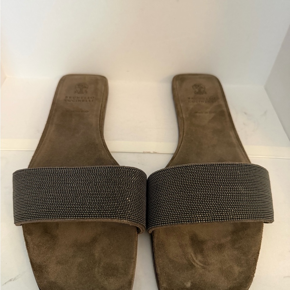 Brunello Cucinelli Embellished Suede slides 38 Brand new